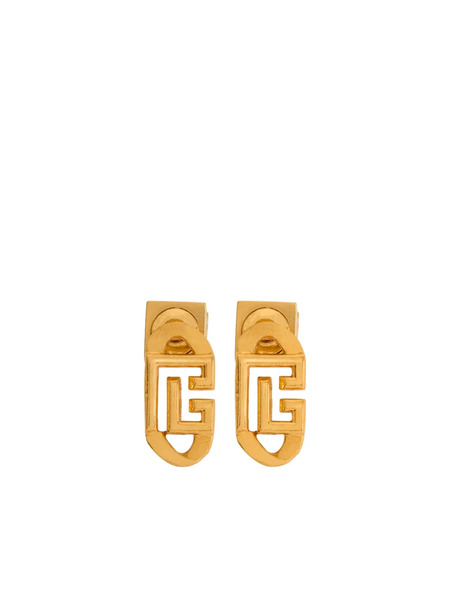 Balmain Monogram-plaque Earrings - Gold 