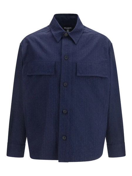  Balmain Monogram Pocket Overshirt - Blue 