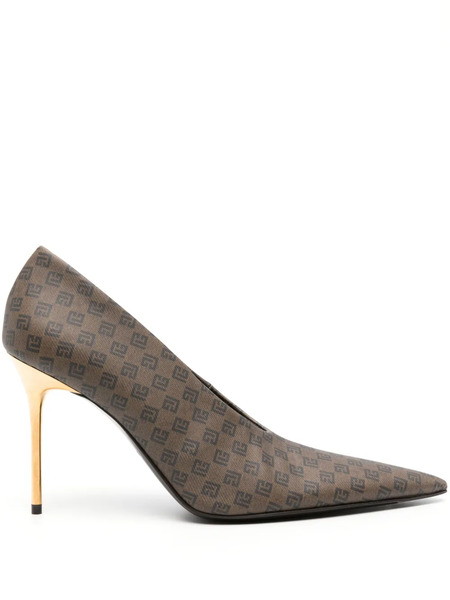  Balmain Monogram-print Pumps - Brown 