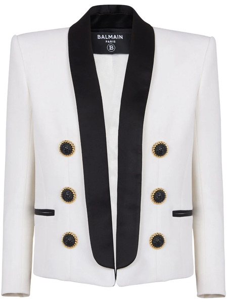  Balmain Open-front Wool Blazer - White 