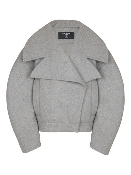  Balmain Oversized-lapel Wool-cashmere Coat - Grey 