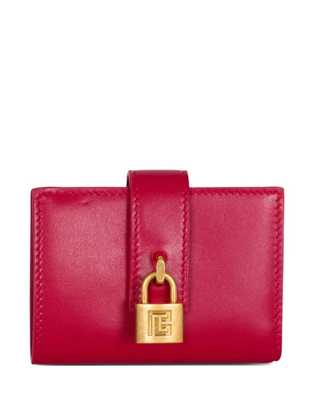  Balmain Padlock Leather Wallet - Pink 