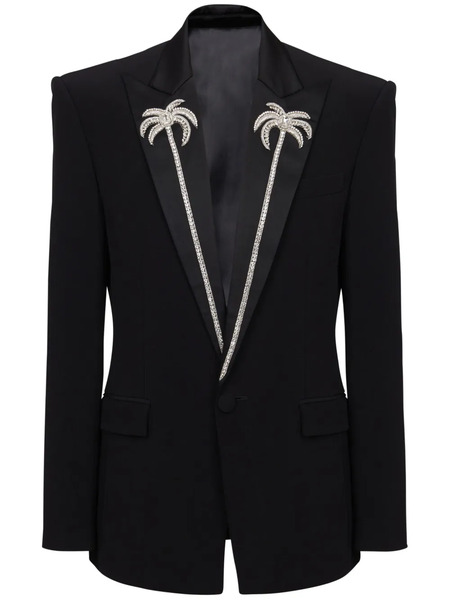  Balmain Palm Tree-embroidered Single-breasted Blazer - Black 
