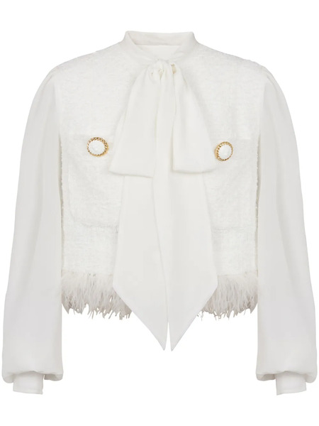  Balmain Panelled Tweed Jacket - White 