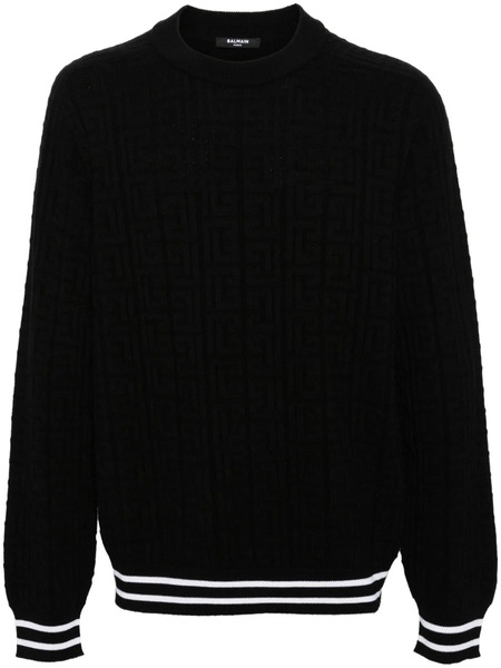  Balmain Patterned-jacquard Merino Jumper - Black 