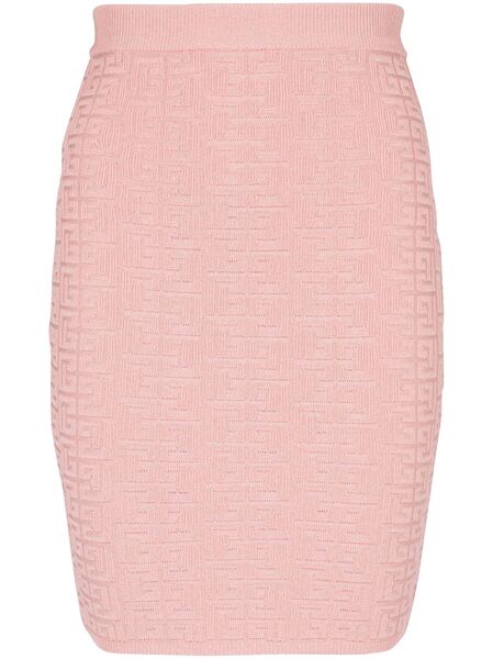  Balmain Pb-intarsia Knitted Mini Skirt - Pink 
