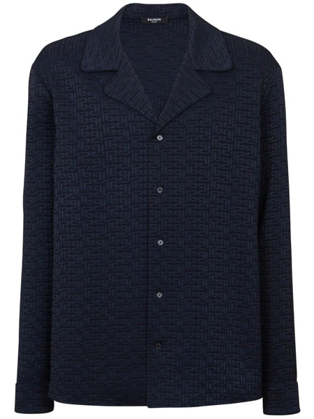  Balmain Pb Labyrinth-jacquard Pyjama Shirt - Blue 