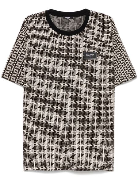  Balmain Pb Labyrinth Jacquard T-shirt - Neutrals 