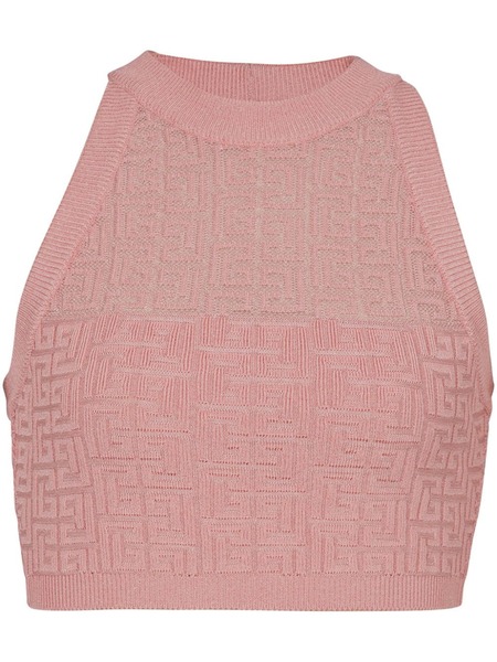 Balmain Pb-monogram Knitted Top - Pink 