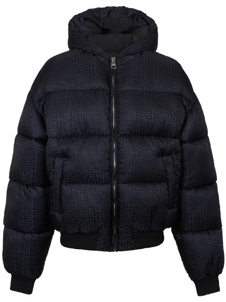  Balmain Pb-monogram Pattern Puffer Jacket - Black 
