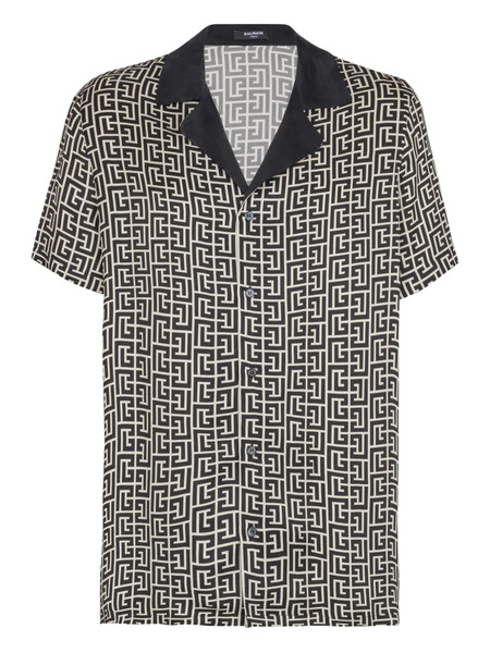  Balmain Pb-monogram Short-sleeve Shirt - Black 