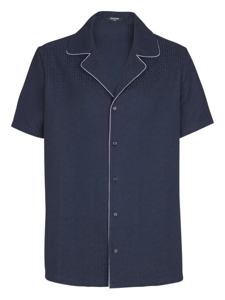  Balmain Pb-monogram Short-sleeve Shirt - Blue 