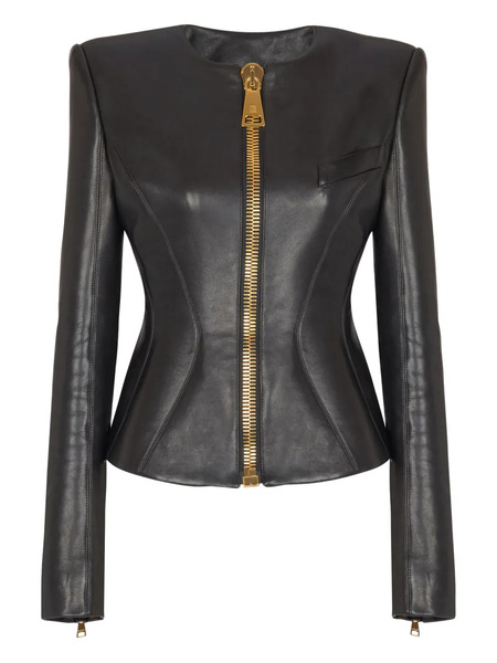  Balmain Peplum Zip-front Jacket - Black 