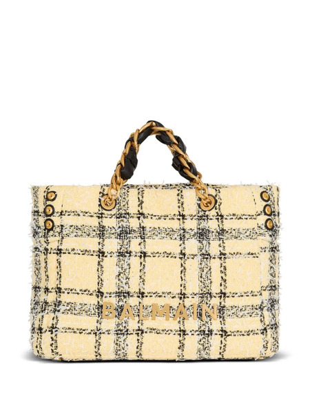  Balmain 1945 Plaid-pattern Tote Bag - Yellow 
