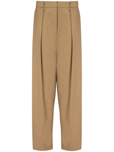  Balmain Pleated Cotton Trousers - Neutrals 