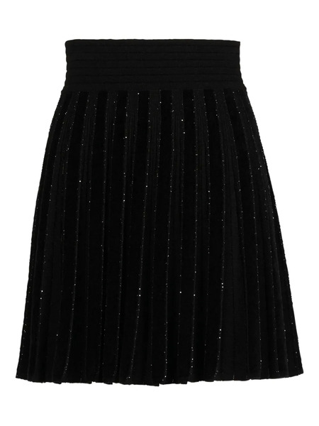  Balmain Pleated Glitter Mini Skirt - Black 
