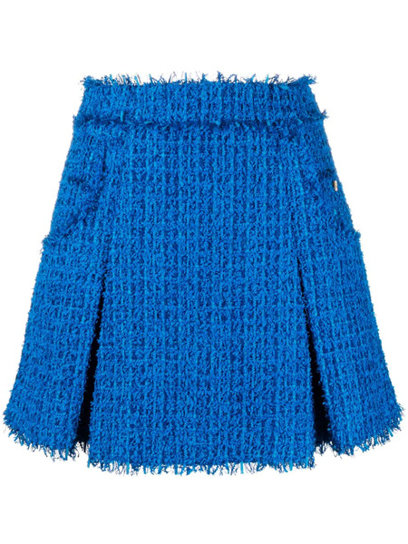  Balmain Pleated Tweed Miniskirt - Blue 