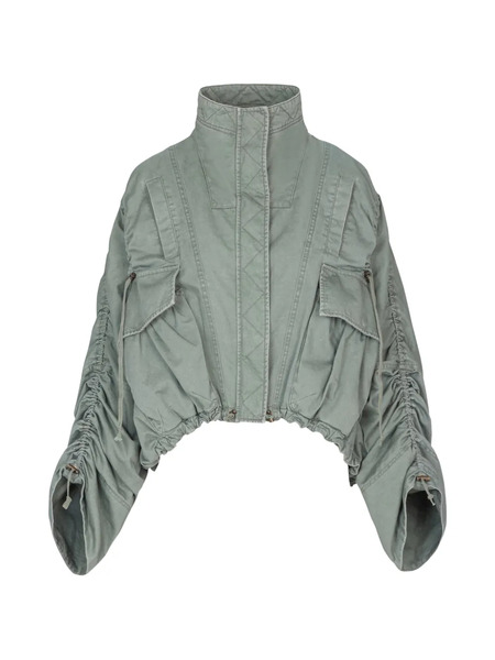 Balmain Pockets Gathered-sleeve Jacket - Green 