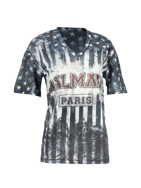  Balmain Pre-owned Striped V-neck T-shirt - Blue 