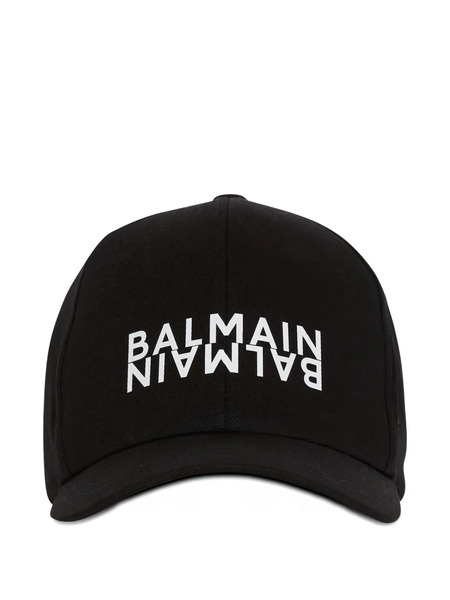  Balmain Print Cotton Cap - Black 