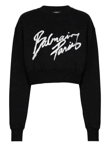  Balmain Printed Cotton Sweatshirt - Black 