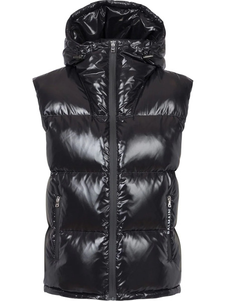  Balmain Puffer Hooded Sleeveless Jacket - Black 