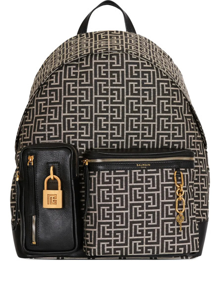  Balmain Pulse Monogram-jacquard Backpack - Black 