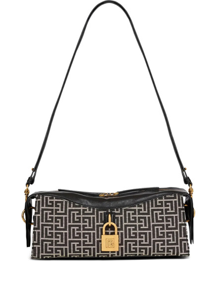  Balmain Pulse Monogram-jacquard Shoulder Bag - Black 