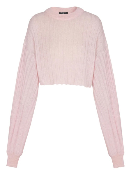  Balmain Ribbed Long-sleeve Sweater - Pink 