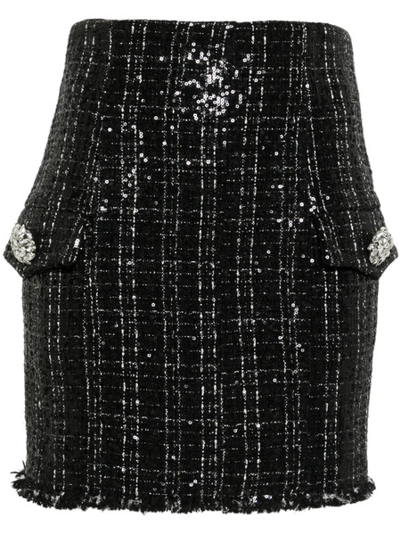 Balmain Sequinned Tweed Miniskirt - Black 