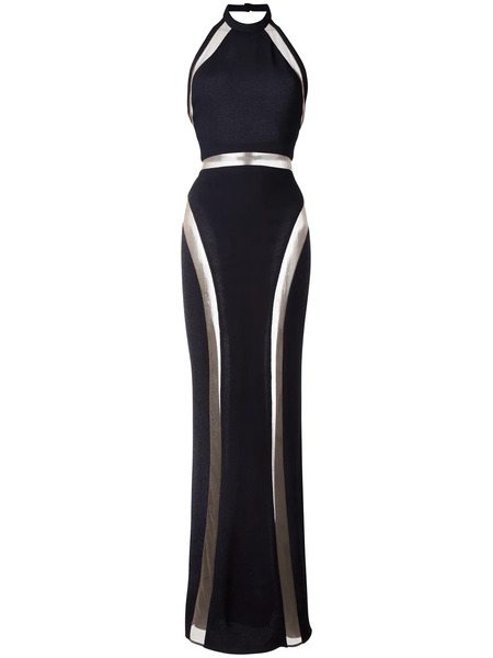  Balmain Sheer Panel Evening Gown - Black 
