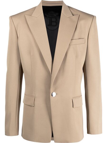  Balmain Single-breasted Wool Suit Jacket - Neutrals 