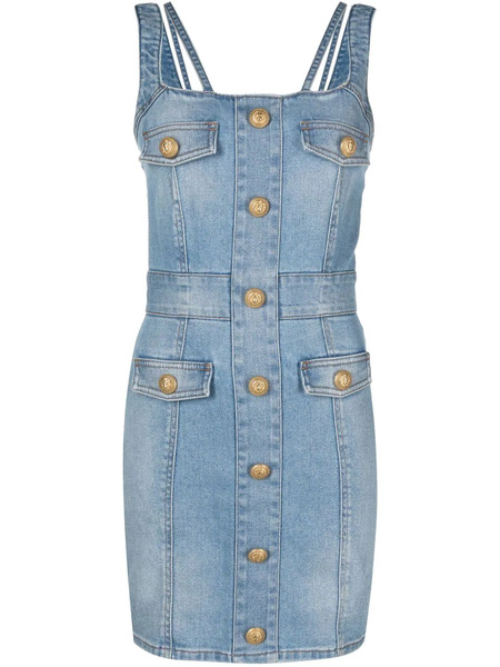  Balmain Sleeveless Denim Dress - Blue 