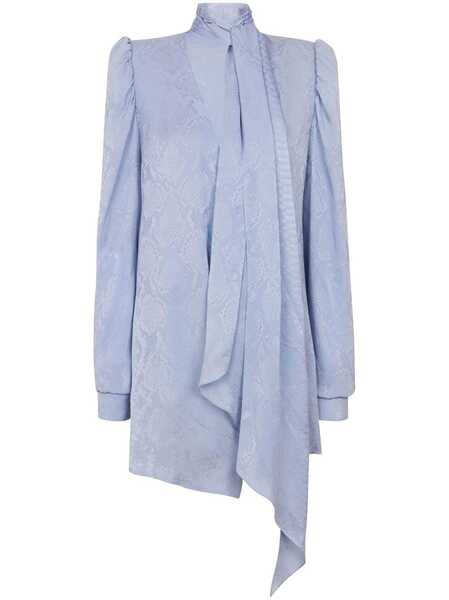  Balmain Snakeskin-print Silk Minidress - Blue 