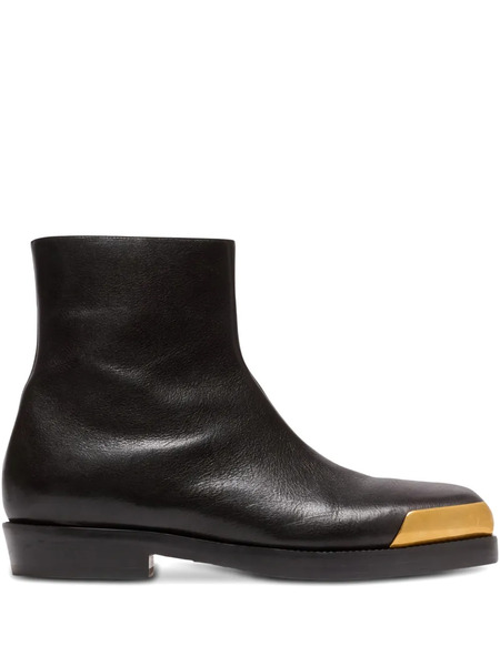  Balmain Square-toe Leather Boots - Black 