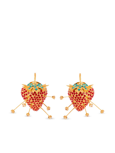  Balmain Strawberry Rhinestones Earrings - Gold 