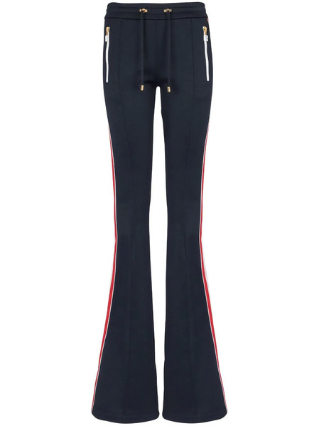  Balmain Stripe-detail Flared Trousers - Blue 