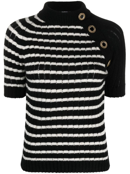  Balmain Striped Cashmere-blend Top - Black 