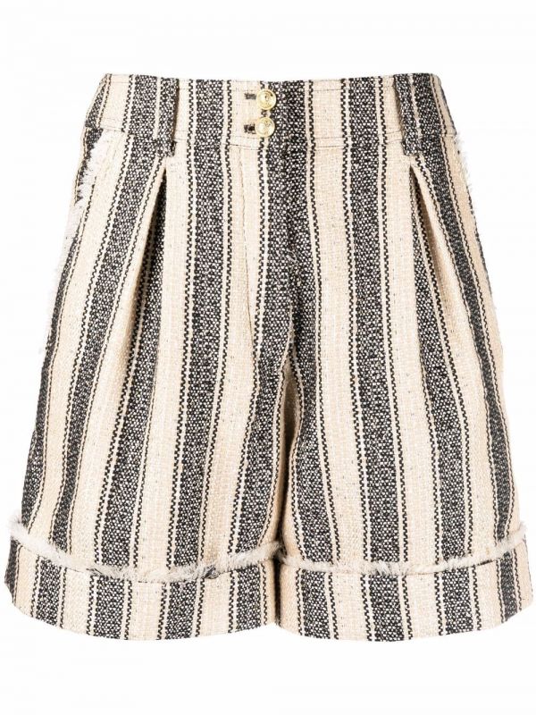  Balmain Striped Pique Shorts - Neutrals 