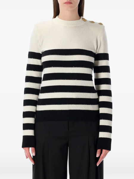  Balmain Striped Sweater - White 
