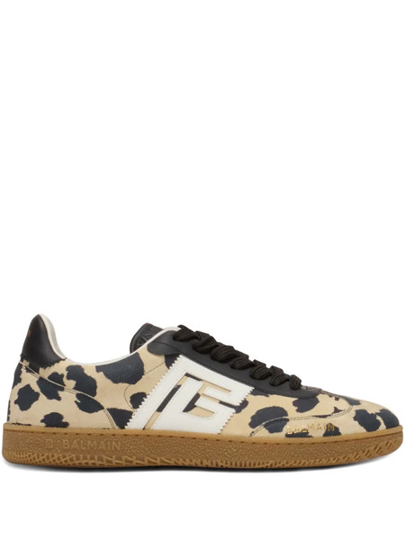  Balmain Swan Leopard-print Sneakers - Neutrals 