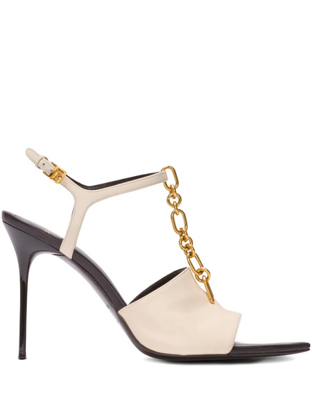  Balmain Sync Leather Heeled Sandals - Neutrals 