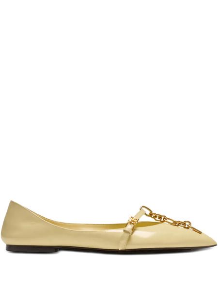  Balmain Sync Pointed-toe Ballet Flats - Yellow 