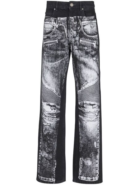  Balmain Trompe L'oeil-print Jeans - Black 