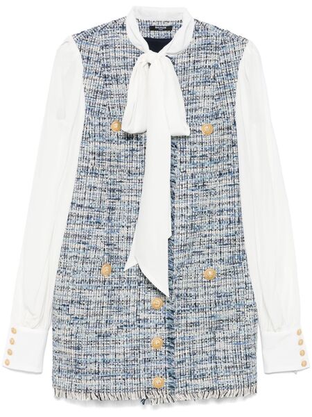  Balmain Tweed Mini Dress - Blue 