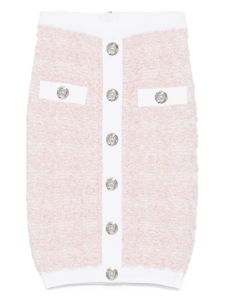  Balmain Tweed Pencil Skirt - Pink 