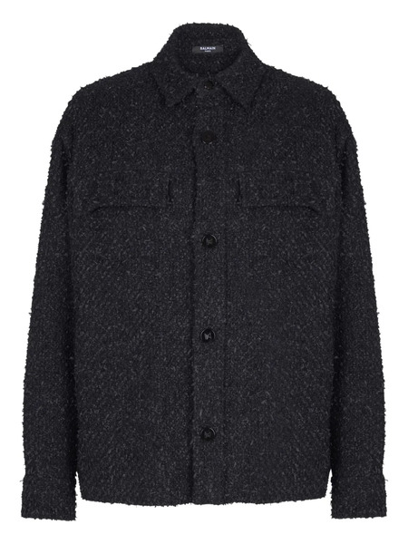  Balmain Tweed Shirt Jacket - Black 