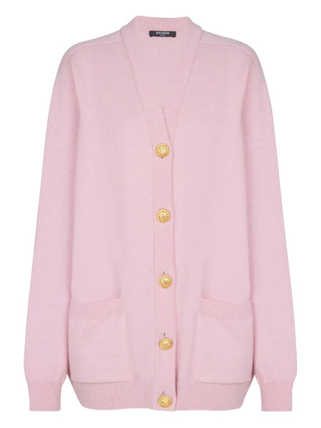  Balmain V-neck Button Cardigan - Pink 