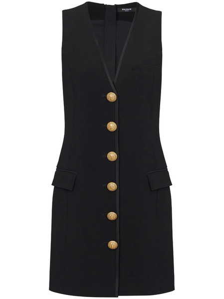  Balmain V-neck Button-front Minidress - Black 