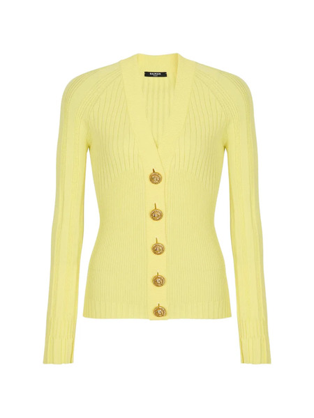  Balmain V-neck Buttoned Cardigan - Yellow 